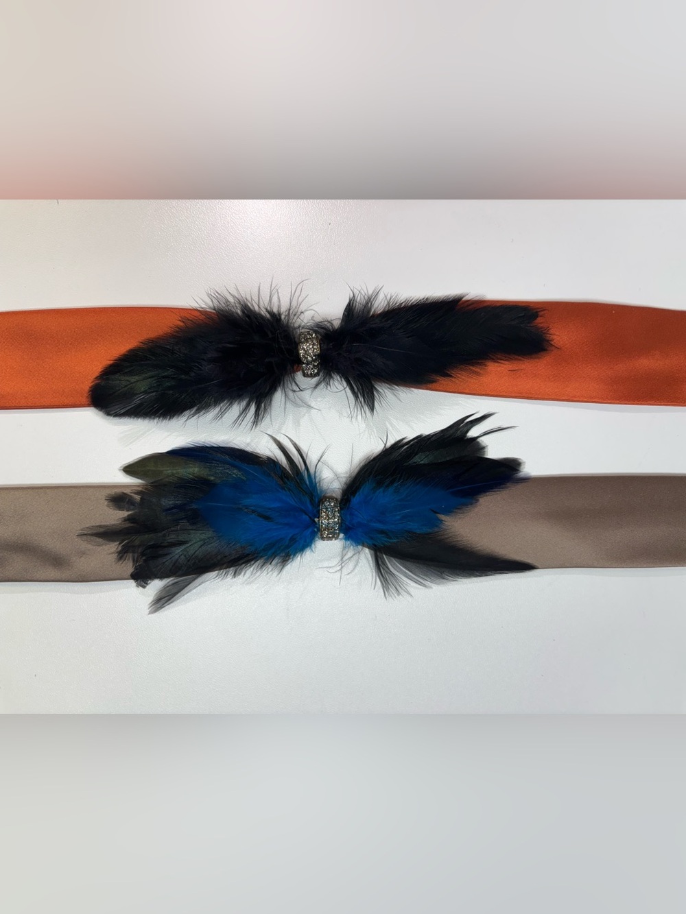 J. Crew Feather Bow Belt Accents in Black & Blue